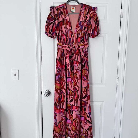 FARM Rio Multicolor Long Sleeve Maxi Dress Women - Picture 1 of 11